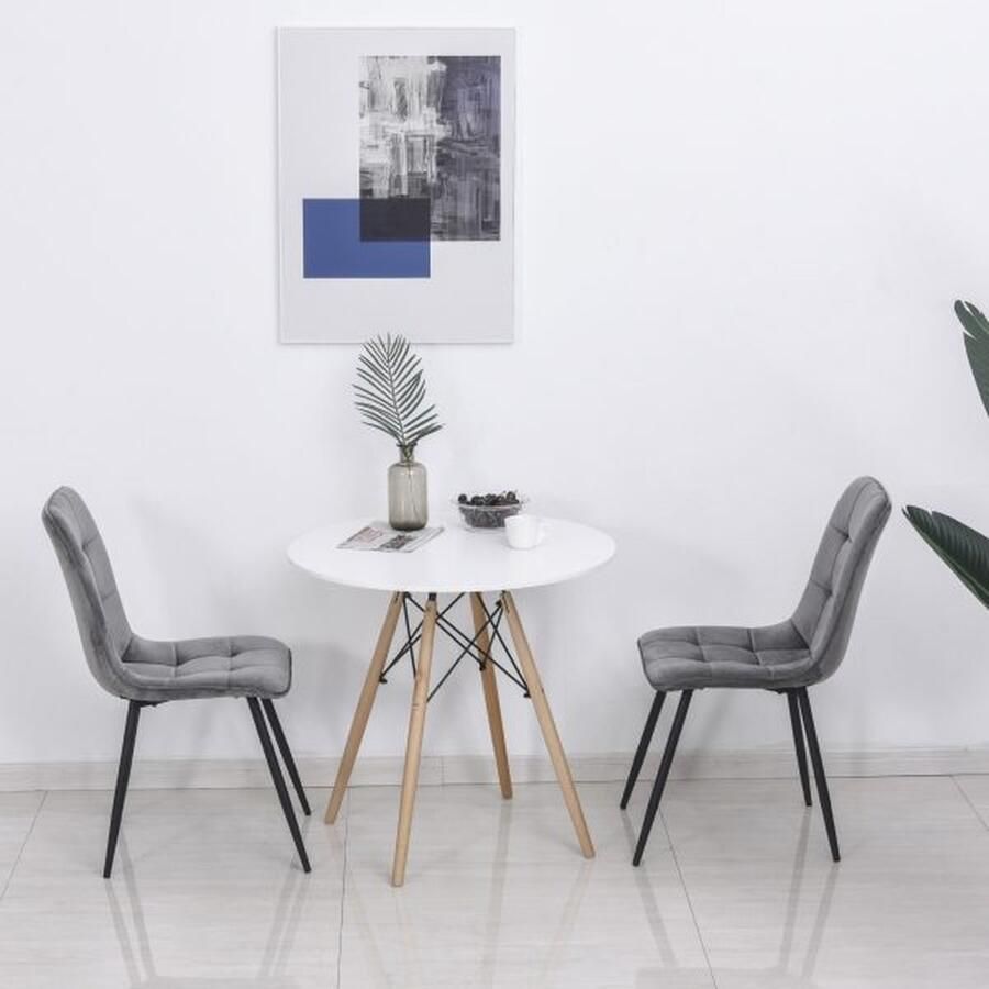 ZAZA Home 2 vaste eetkamerstoel gestoffeerde stoel keukenstoel eettafel schuim metaal grijs+zwart 45 x 63 x 90 cm