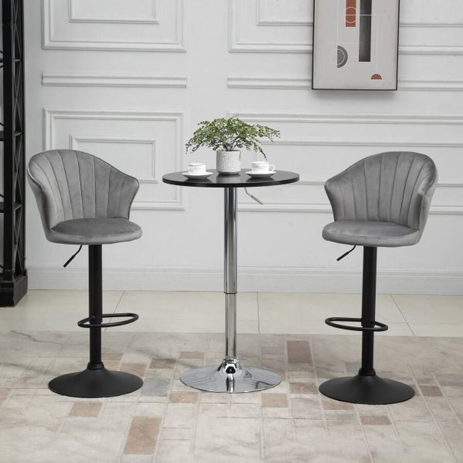 ZAZA Home 2 Zet Bar Stool Roterende stoelstoelen met rugleuning met een vleugje hoogte verstelbare armloos schuimgrijs 51 5x 57 5 ​​x 93-114 5 cm