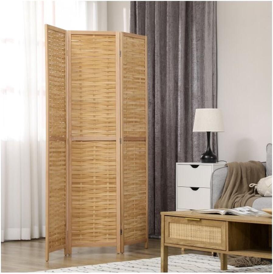 ZAZA Home 3-delige kamerscherm van bamboe 120 x 170 cm Vouwbare scheidingswand voor woonkamer en slaapkamer - Foto 2