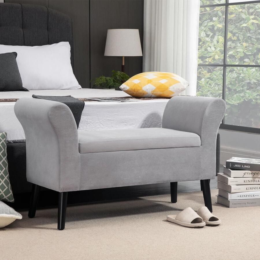 ZAZA Home Bank ModernHome Opbergruimte Armleuning Lichtgrijs