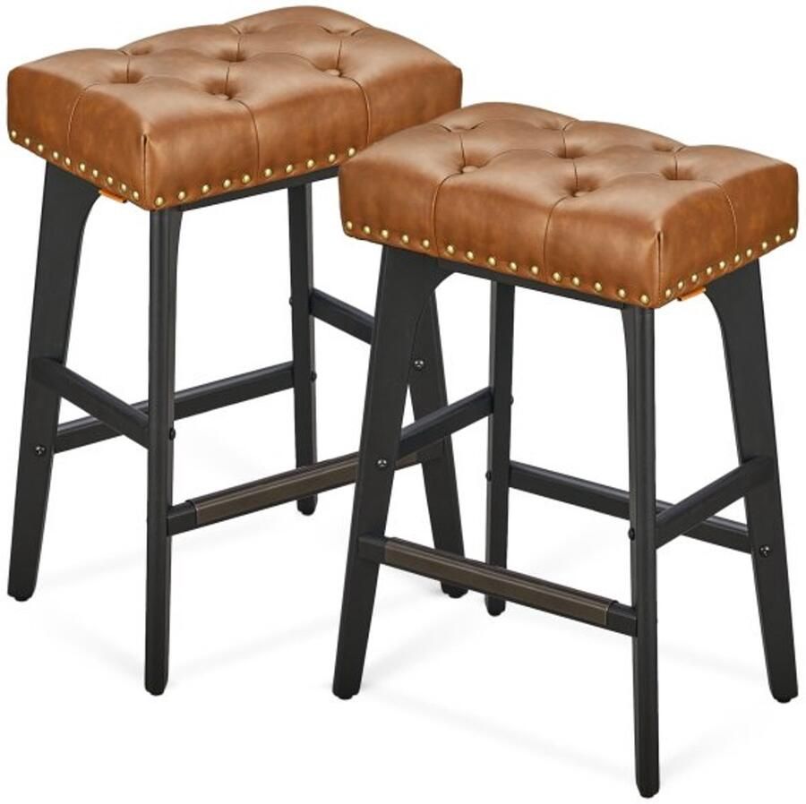 ZAZA Home Barkrukken RetroStoel Decoratieve knopen Koffiebruin