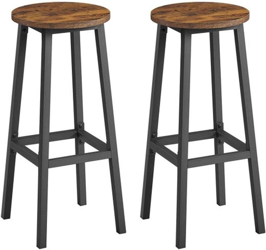 ZAZA Home Barkrukken Vintage Living Metalen Frame Voetensteun Bruin Zwart