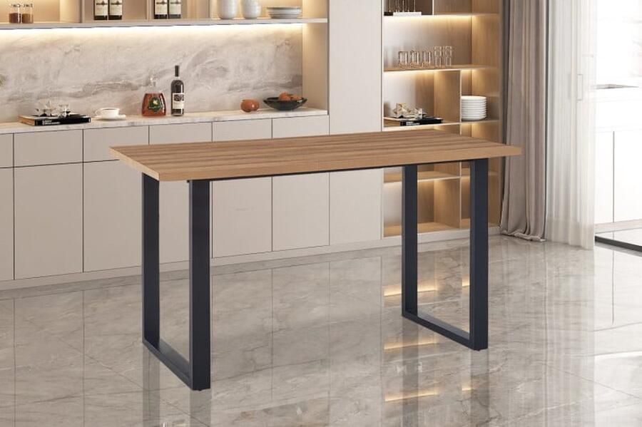 ZAZA Home Bartafel 'Alexander' 160 cm Decor Oude Eik H 93 cm Poten metaal 8x4 cm blad decor ABS boord Top 36 mm - Foto 2