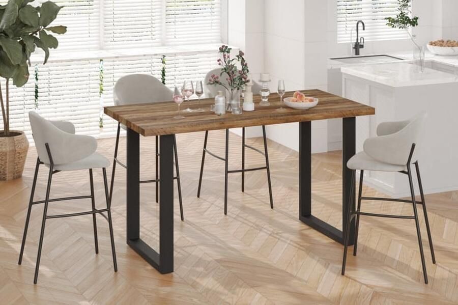 ZAZA Home Bartafel 'Alexander' 180 cm Decor Oude Eik H 93 cm Poten metaal 8x4 cm blad decor ABS boord Top 36 mm - Foto 2