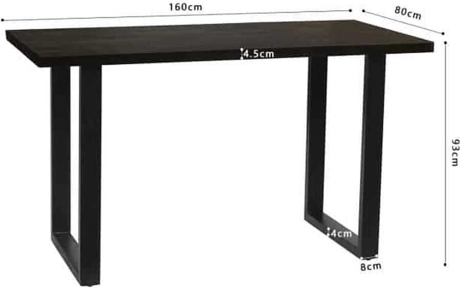 ZAZA Home Bartafel 'Nicola' 160 cm Mangolia zwart H 93cm Structuur metaal blad exotisch hout mangolia - Foto 2