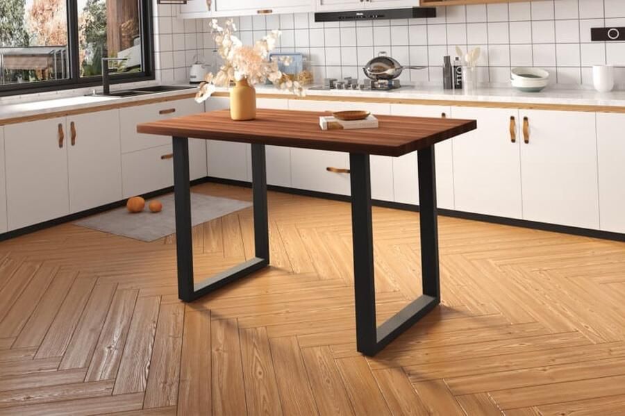 ZAZA Home Bartafel 'Nicola' 180 cm Mangolia H 93cm Structuur metaal blad exotisch hout mangolia Top 45 mm - Foto 2