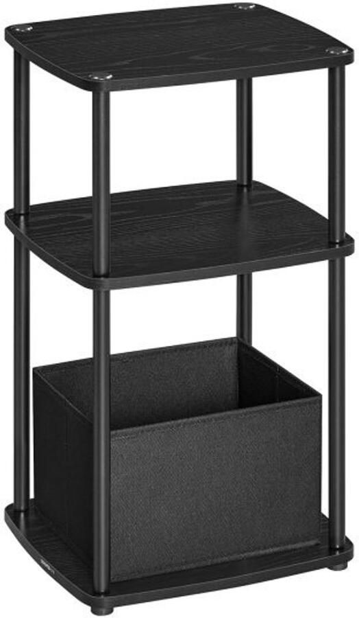 ZAZA Home Bijzettafel Huis Stoffen mand Stalen frame Ebben Zwart