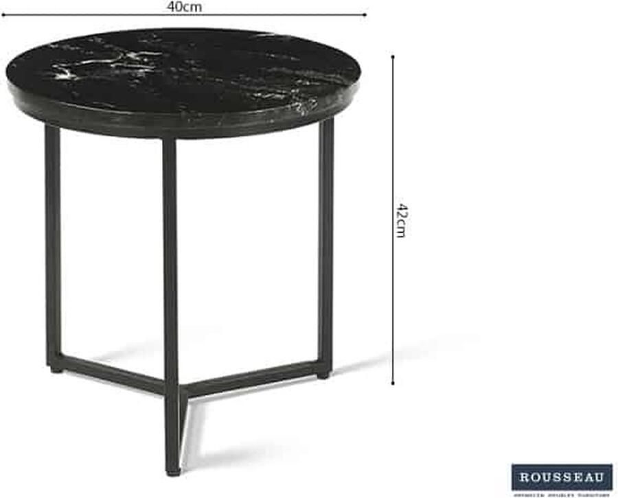 ZAZA Home Bijzettafel 'Jarno' Zwart marmer Structuur metaal blad zwart marmer
