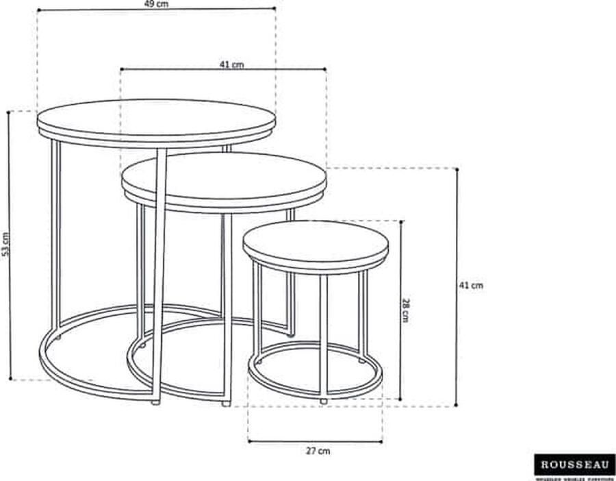 ZAZA Home Bijzettafel 'Leo' 3-delig Structuur metaal blad exotisch hout mangolia - Foto 2