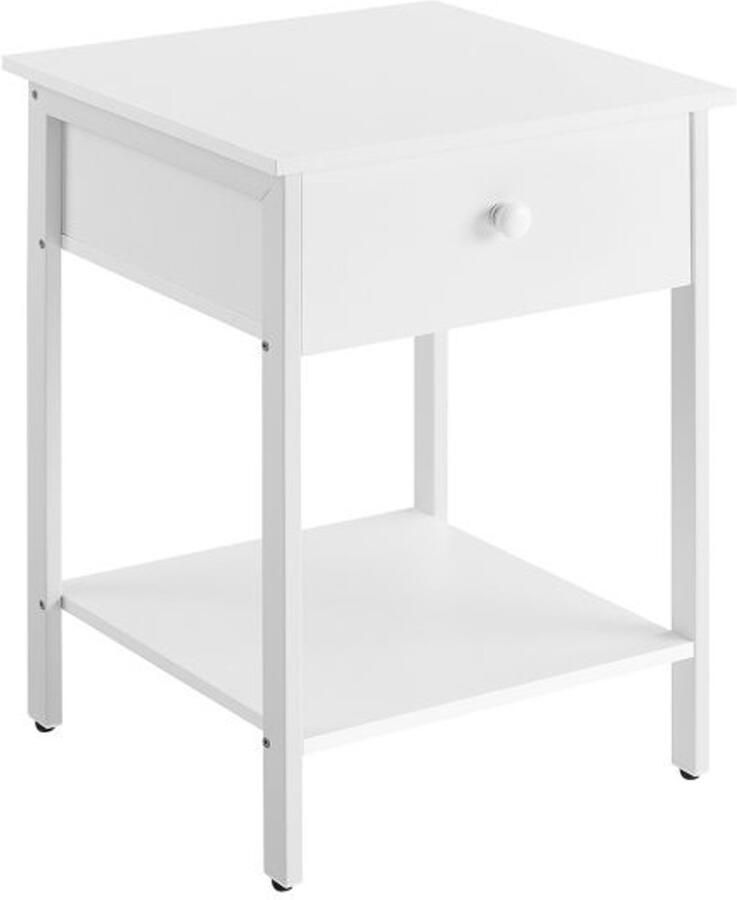 ZAZA Home Bijzettafel Stijlvol Hout Met Lade Eenvoudig Montage Wit