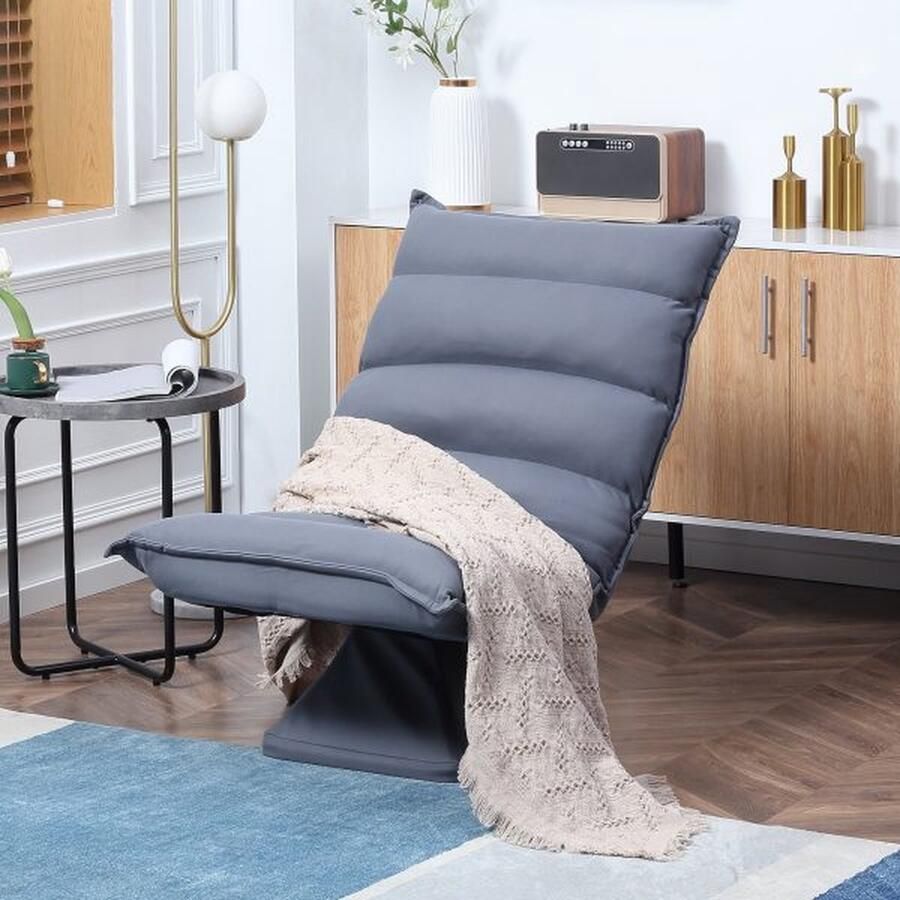 ZAZA Home Bodensofa Bodenstoel met Verstelbare Rugleuning Draaibare Meditatiestoel Relaxstoel Microvezeldoek Grijs 62 x 62 x 95 cm