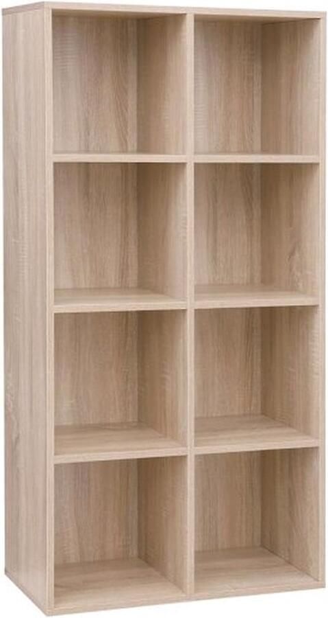 ZAZA Home Boekenkast boekenplank met 8 compartimenten vloer staande kantoorplank vrijstaand voor kantoor woonkamer slaapkamer kinderkamer eiken