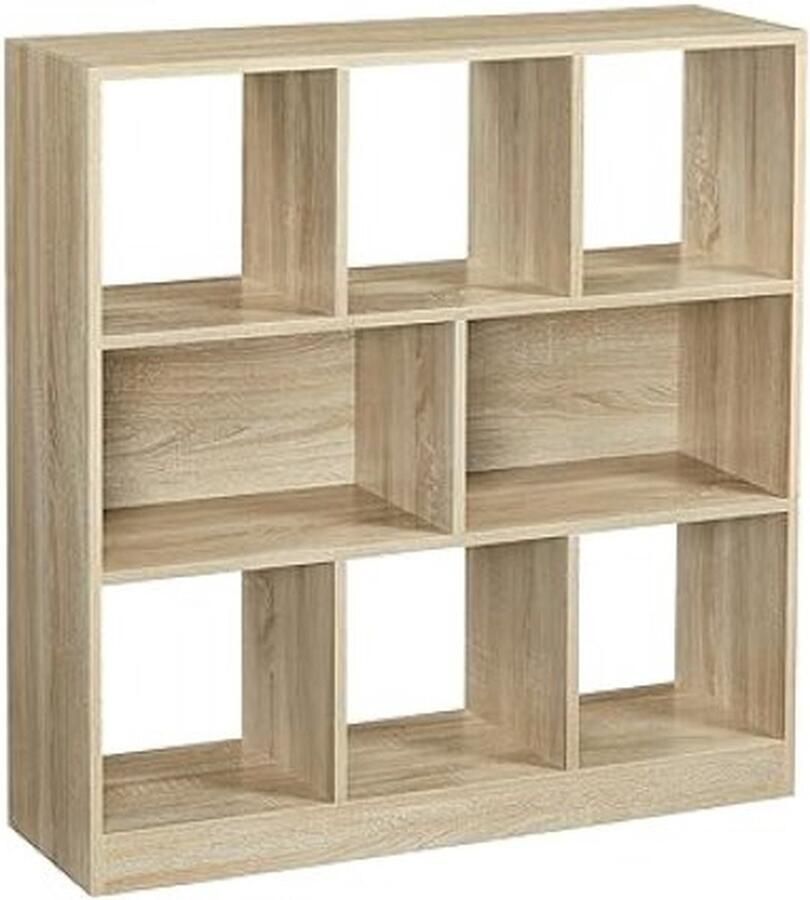 ZAZA Home Boekenkast kubusplank vloerplank met open compartimenten voor woonkamer studie kinderkamer kantoor als kamerverdeler 97 5 x 30 x 100 cm eiken kleur