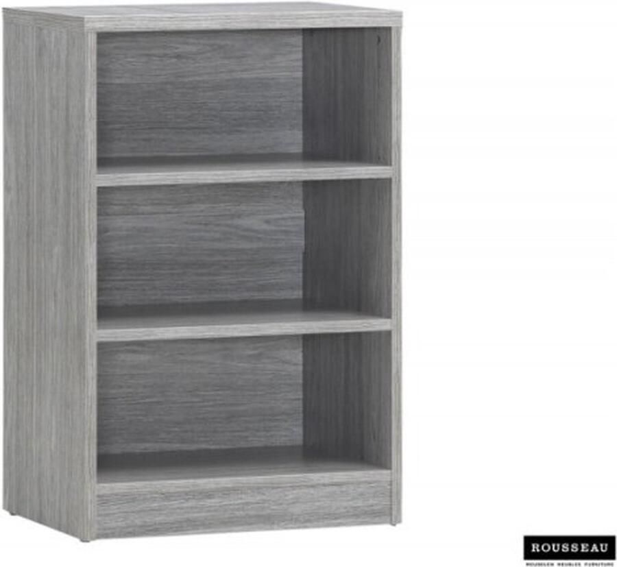 ZAZA Home Boekenkast 'Spacio' 2 legplanken Grijze eik Spaanderplaat ABS boorden en decor