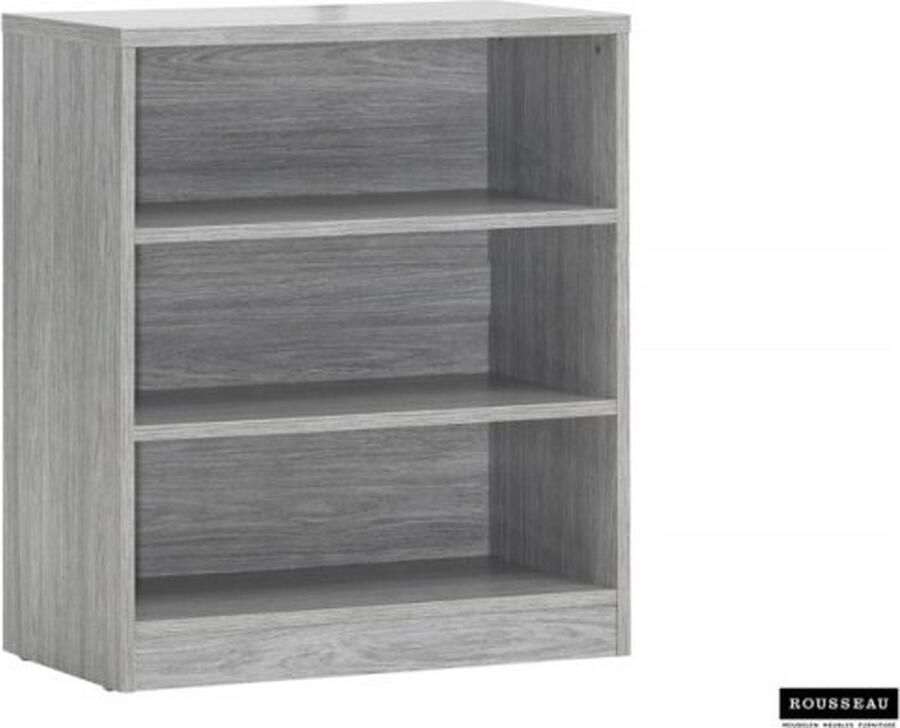 ZAZA Home Boekenkast 'Spacio' 2 legplanken Grijze eik Spaanderplaat ABS boorden en decor