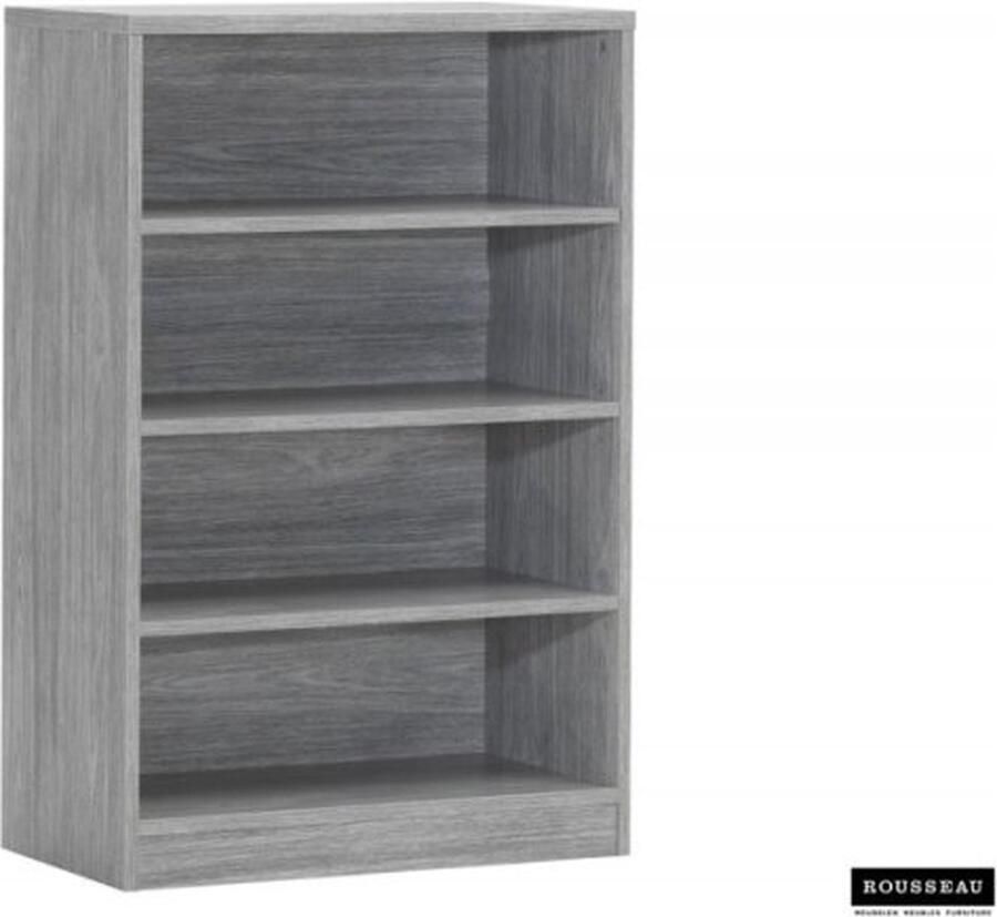 ZAZA Home Boekenkast 'Spacio' 3 legplanken Grijze eik Spaanderplaat ABS boorden en decor