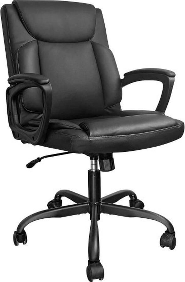 ZAZA Home Bureaustoel Computerstoel Ergonomische Draaistoel Kantelfunctie Ä°n Hoogte Verstelbaar Gevoerde Armleuningen Polyurethaan Oppervlak Zwart