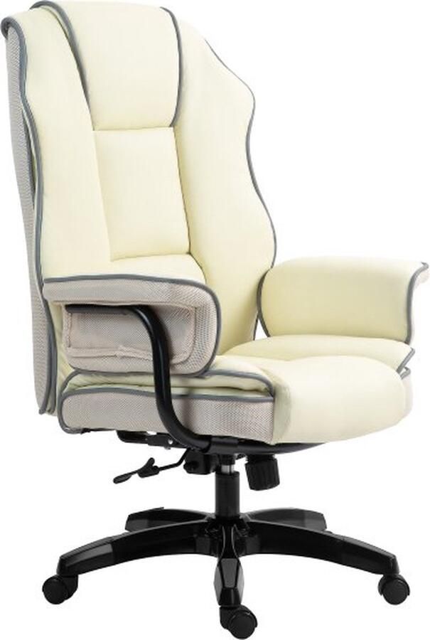 ZAZA Home ergonomische-bureaustoel-met-verstelbare-rugleuning-in-hoogte-verstelbare-kantoorstoel-met-ligfunctie-in-cremekleur