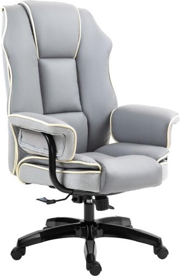 ZAZA Home bureaustoel-ergonomisch-met-verstelbare-rugleuning-tot-150-graden-in-hoogte-verstelbaar-ligfunctie-lichtgrijs-voor-kantoor-en-thuisgebruik