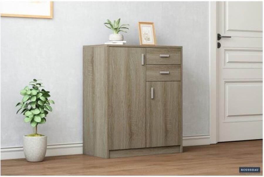 ZAZA Home Commode 'Space' 2 deuren 2 laden Sonoma Spaanderplaat ABS boorden en decor