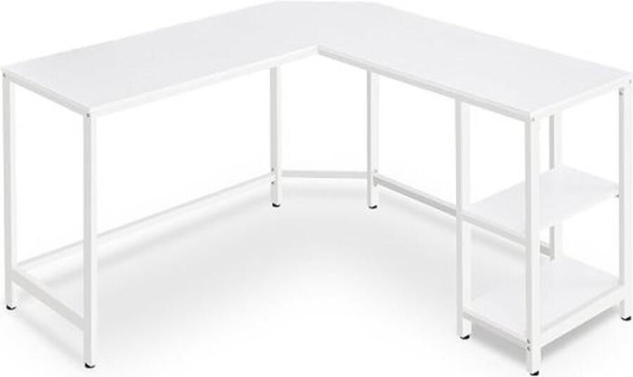 ZAZA Home Computerbureau L vorm hoekbureau 138 x 138 x 76 cm gamebalie werkstation met 2 opbergplanken voor thuiskantoor ruimtebesparing gemakkelijk te monteren esdoornwit