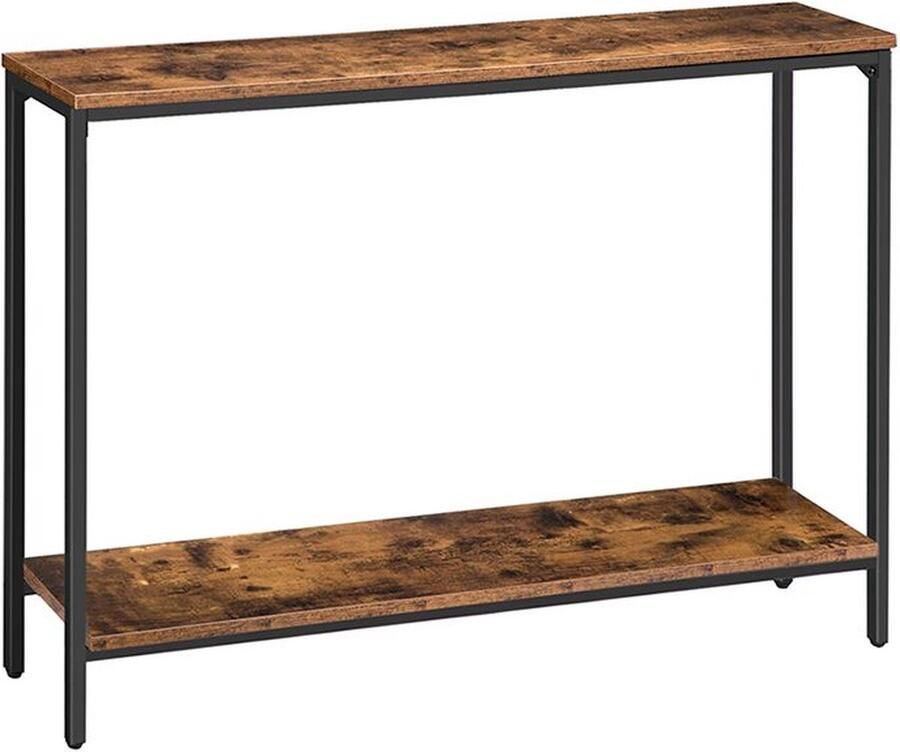 ZAZA Home Consoletafel 47.2 Smalle ingangstafel industriële banktafel met plank toegangstafel voor woonkamer gang foyer gang kantoor metalen frame rustiek bruin en zwart