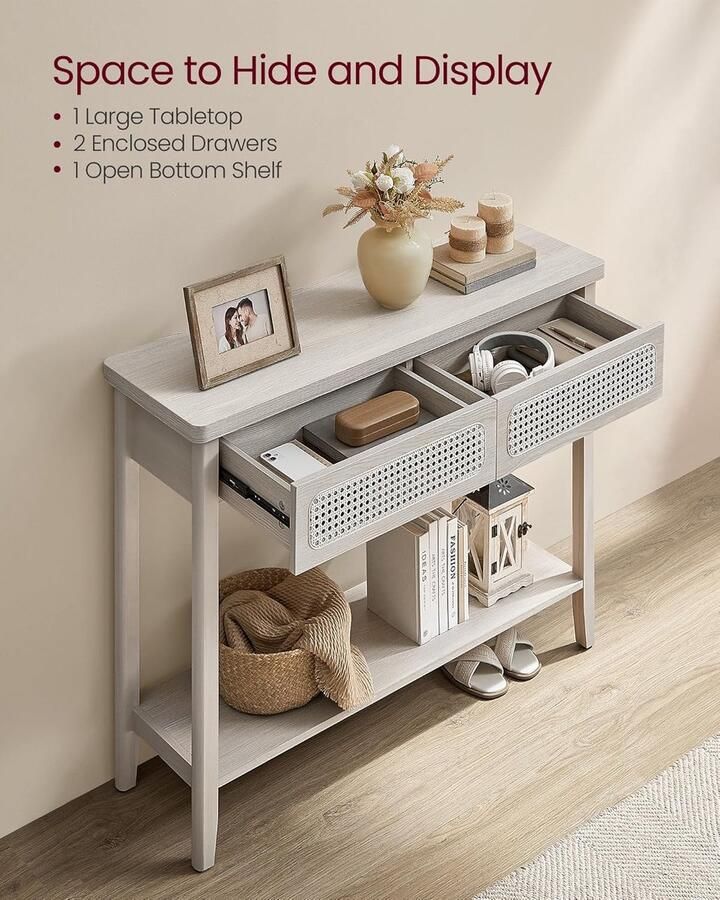 ZAZA Home Consoletafel Smal design Open opbergplank Haverbeige