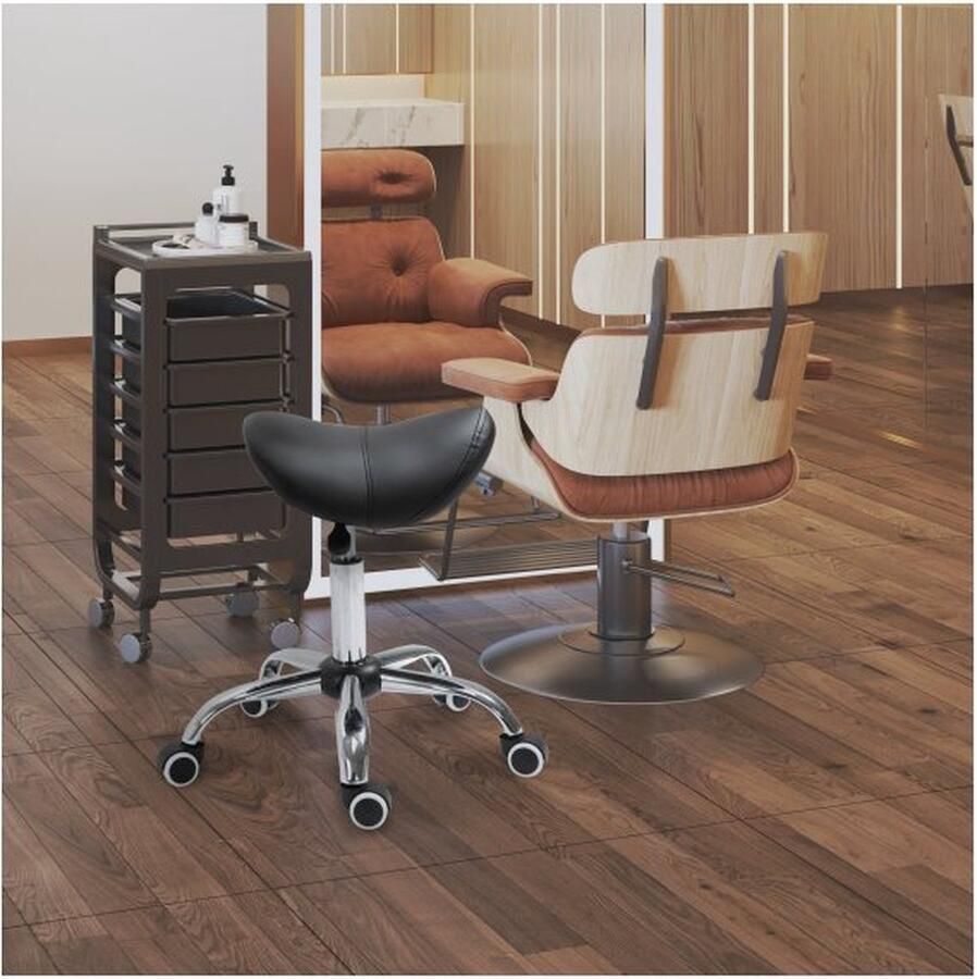 ZAZA Home Zadel ontlasting dromen rollende krukje rollende ontlasting roll krukkruk cosmetische krukken gewatteerde hoogte verstelbaar (zwart)