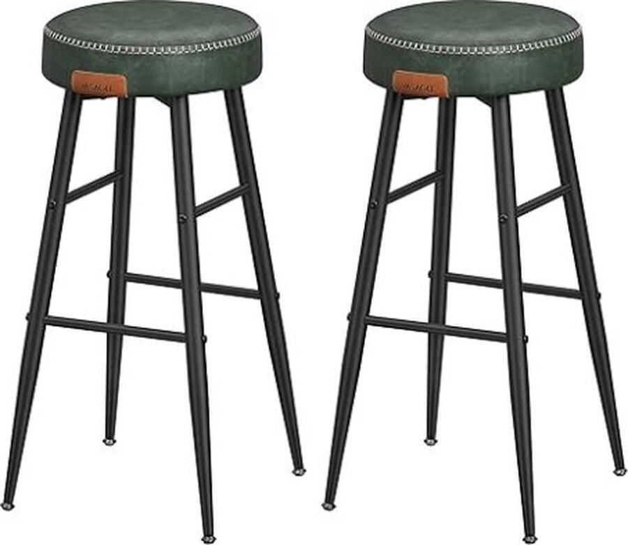ZAZA Home Echo Collection Barkruk set van 2 barstoel keukenstoel kunstleer 76 2 cm hoog voor keuken eetkamer eenvoudige montage bosgroen