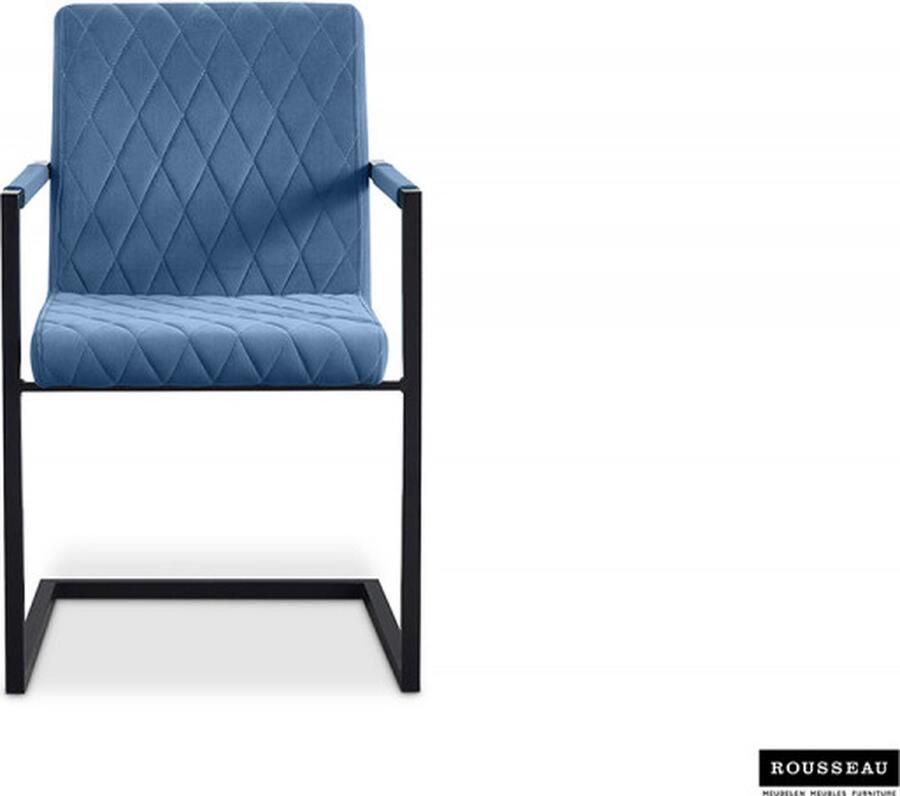 ZAZA Home Eetkamerstoel 'Brigitte' Fluweel Petrol Poten metaal en bekleding velours