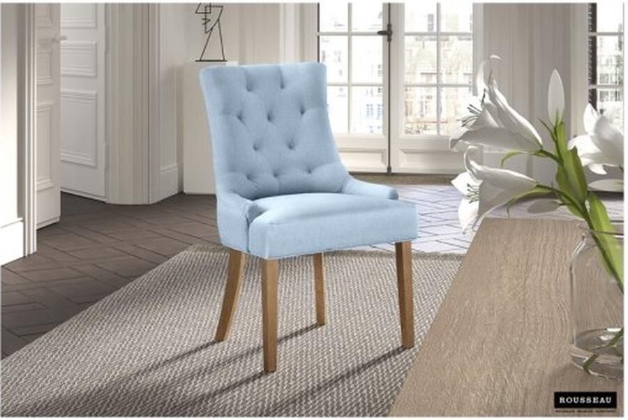 ZAZA Home Eetkamerstoel 'Fancy' Stof Blauw Poten exotisch hout en bekleding 100% polyester