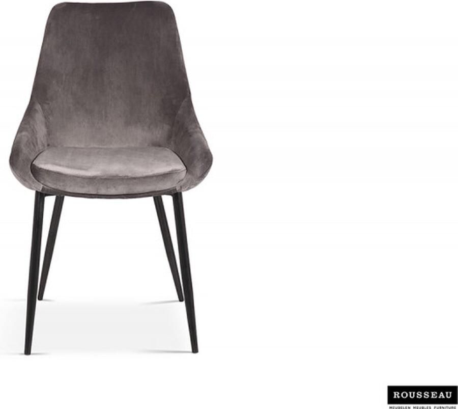 ZAZA Home Eetkamerstoel 'Mirano' Fluweel Grijs Poten metaal en bekleding fluweel