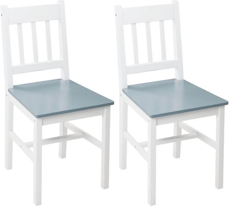 ZAZA Home eetkamerstoelenset-2-stuks-keukenstoel-met-rugleuning-van-grenenhout-grijze-woonkamerstoel