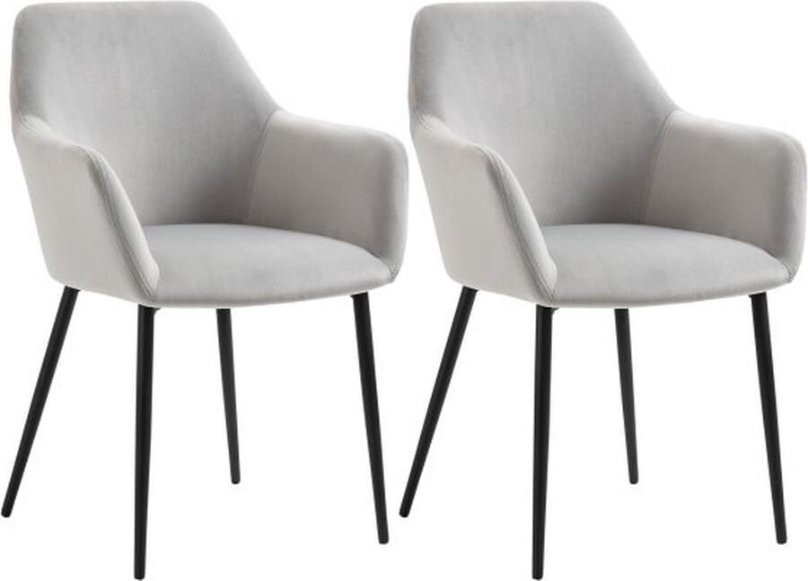 ZAZA Home eetkamerstoelen-2-stuks-keukenstoel-met-rugleuning-gestoffeerde-stoel-in-fluweelachtige-look-stalen-poten-lichtgrijs-54-x-57-x-80-cm-voor-woonkamer