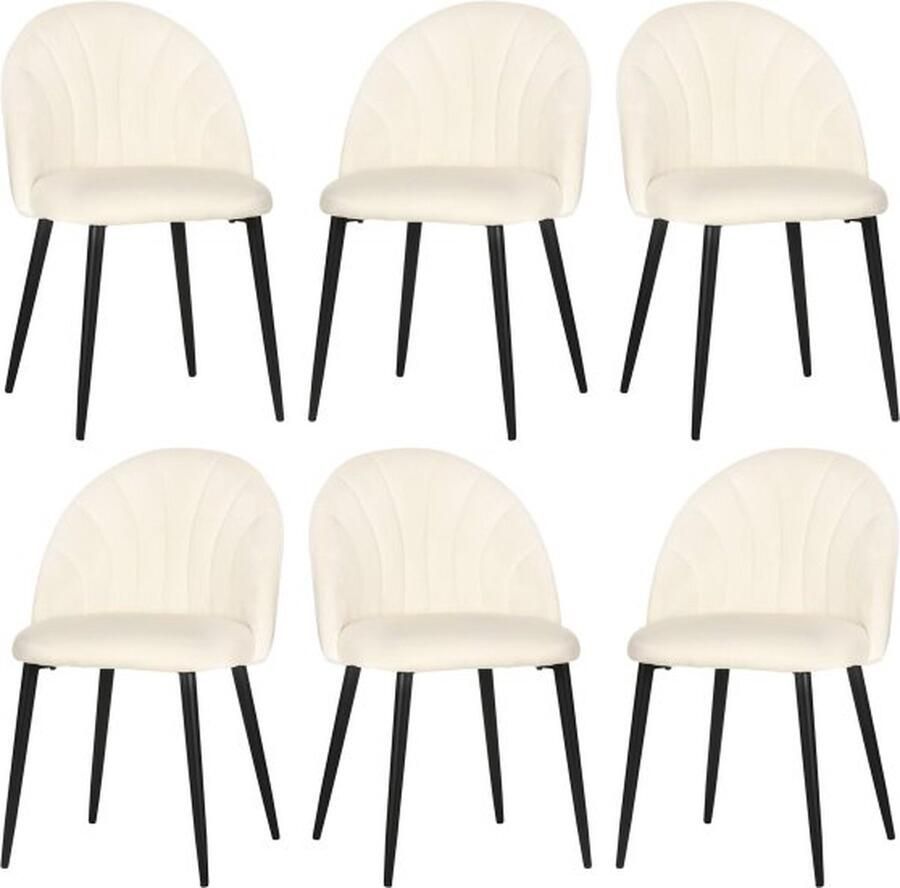 ZAZA Home eetkamerstoelen-set-van-6-gewatteerde-stoel-scandinavisch-design-fluwelen-bekleding-met-rugleuning-eetstoel-woonkamerstoel-metaal