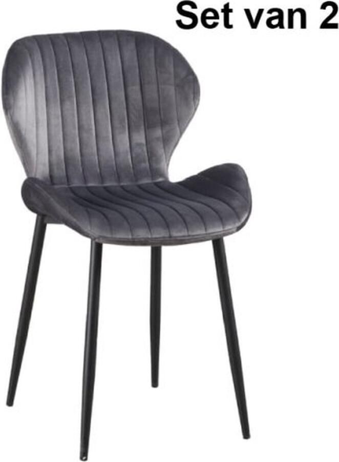 ZAZA Home Eetkamerstoelen Luxe Comfort Velours Antraciet