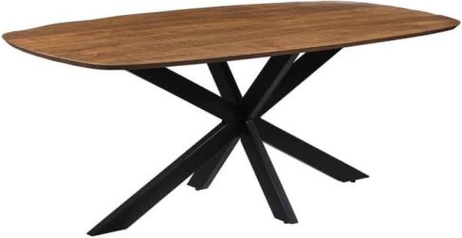 ZAZA Home Eettafel 'Isabella' 200 cm Spider-poot Ovaal Mangolia Structuur metaal blad exotisch hout mangolia Top 45 mm