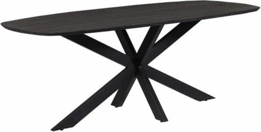 ZAZA Home Eettafel 'Isabella' 200 cm Spider-poot Ovaal Mangolia Zwart Structuur metaal blad exotisch hout mangolia Top 45 mm