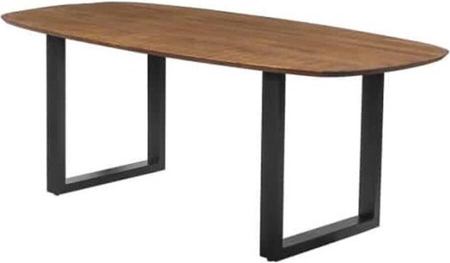 ZAZA Home Eettafel 'Isabella' 200 cm U-Poot Ovaal Mangolia Structuur metaal blad exotisch hout mangolia Top 45 mm