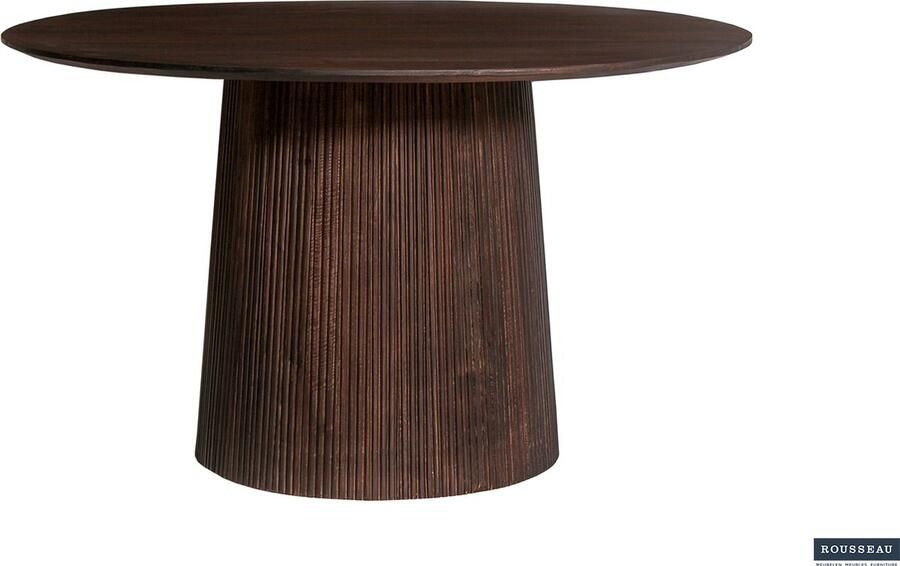 ZAZA Home Eettafel 'Miguel' 130 cm Rond Donkerbruin Structuur en blad massief hout Mangolia - Foto 2