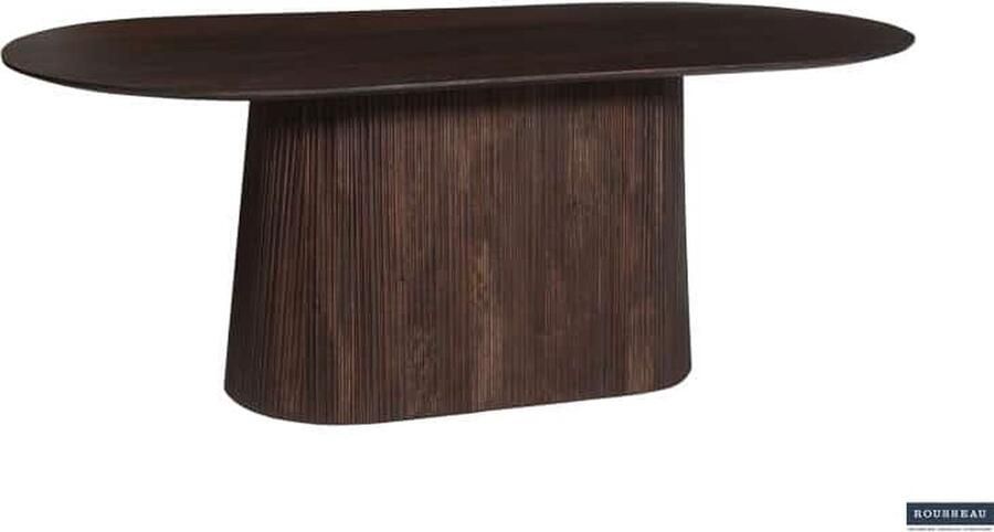 ZAZA Home Eettafel 'Miguel' 200 cm Ovaal Donkerbruin Structuur en blad massief hout Mangolia - Foto 2
