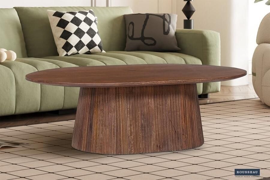 ZAZA Home Eettafel 'Miguel' 200 cm Ovaal Lichtbruin Structuur en blad massief hout Mangolia - Foto 2