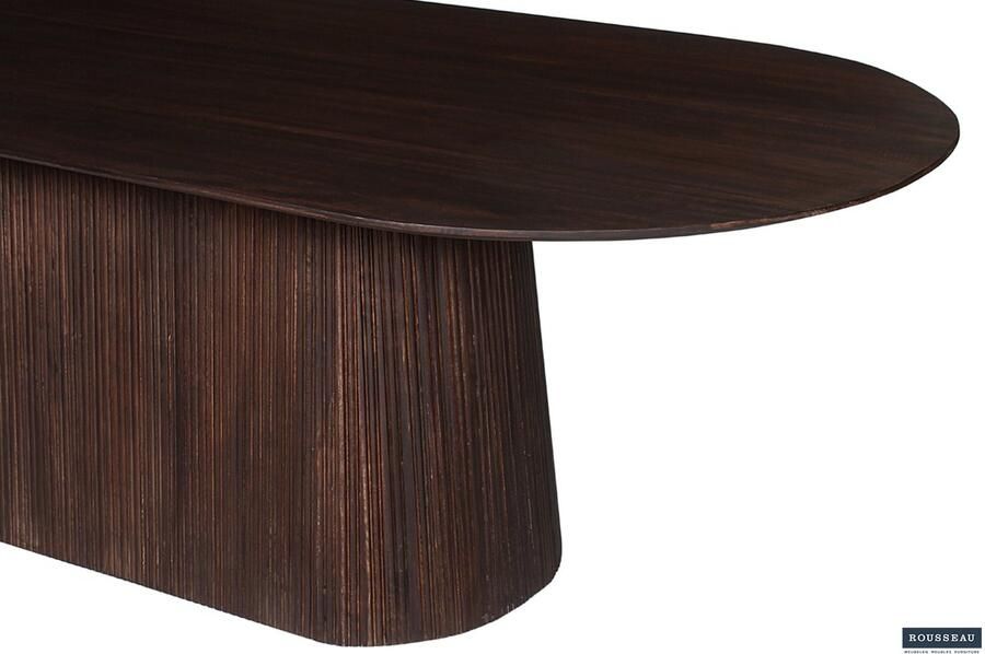 ZAZA Home Eettafel 'Miguel' 230 cm Ovaal Donkerbruin Structuur en blad massief hout Mangolia - Foto 2