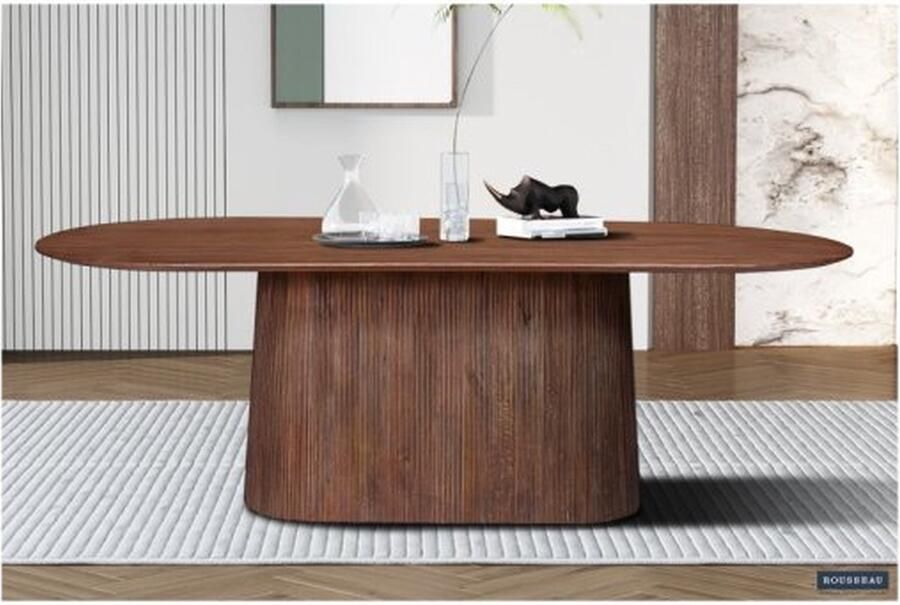 ZAZA Home Eettafel 'Miguel' 230 cm Ovaal Lichtbruin Structuur en blad massief hout Mangolia