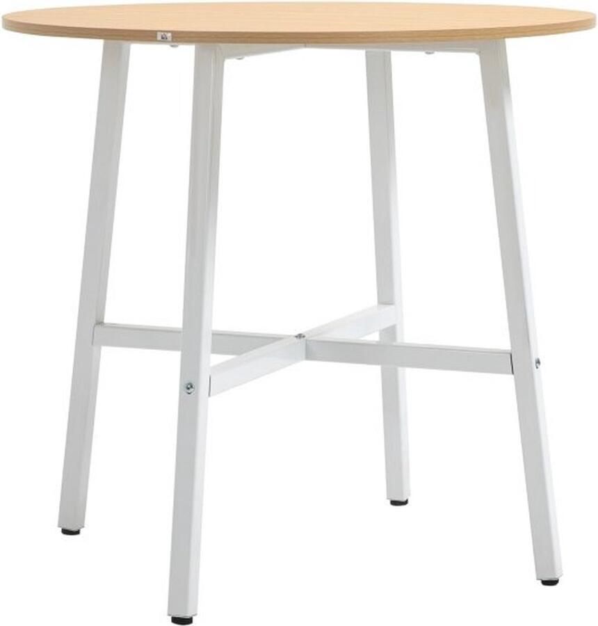 ZAZA Home eettafel-met-houtkleurig-tafelblad-en-witte-poten-80x76h-cm-natuurlijk-hout-wit-60-kg
