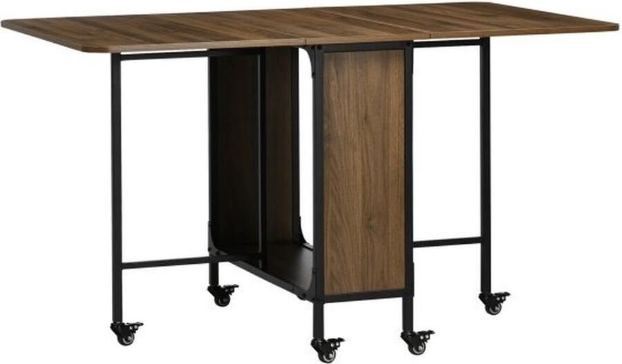 ZAZA Home Eettafel Opvouwbaar merk Uitklapbare zijtafels – Interne opbergruimte Lichtbruin