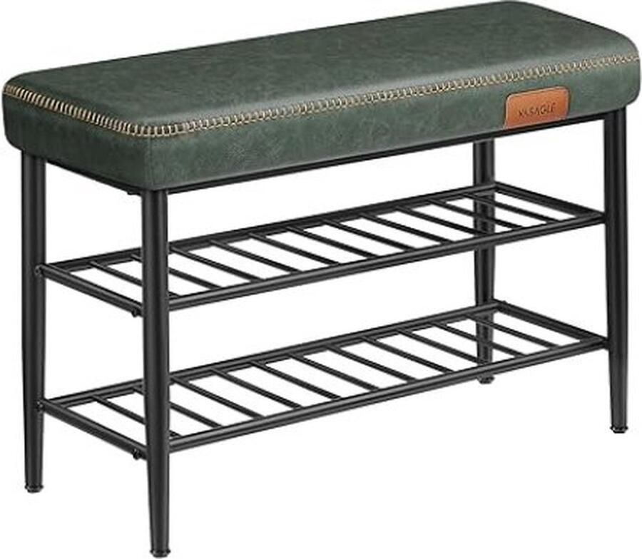 ZAZA Home Ekho Collection schoenbank bank stoel ingang faux leer naad jaren 1960 -stijl modern laadcapaciteit tot 135 kg 30 x 80 x 50 cm bosgroen