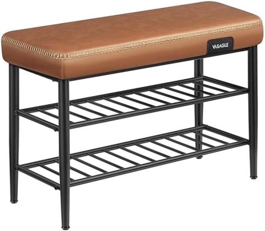 ZAZA Home Ekho Collection schoenbank bank zitkist ingang faux leer naad jaren 1960 -stijl modern laadcapaciteit tot 135 kg 30 x 80 x 50 cm karamelbruin