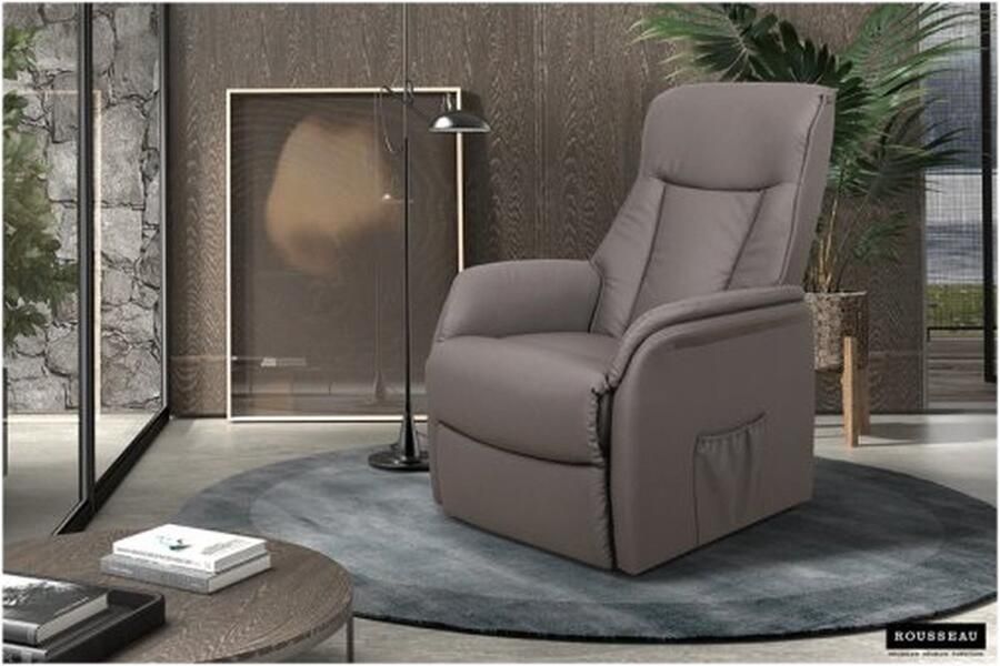 ZAZA Home Electrische Relax Fauteuil 'Miami' PU Taupe Poten metaal en bekleding PU Max. 110 kg