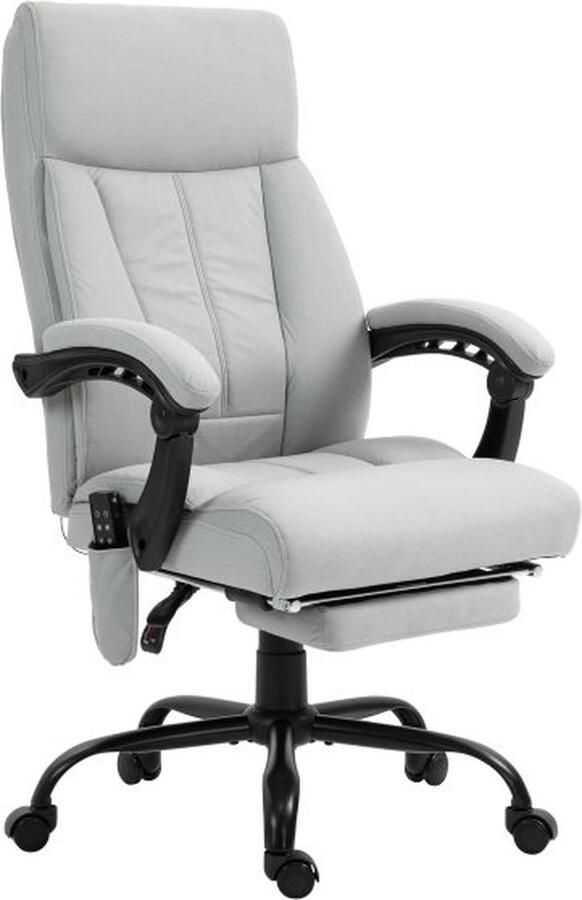 ZAZA Home massage-bureaustoel-met-ligfunctie-ergonomische-schrijfstoel-hoogteverstelbare-chefsessel-met-voetsteun-hellgrijs-voor-bureau-en-thuis-kantoor